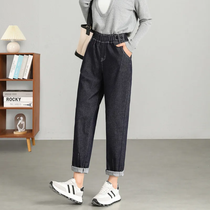 FAWENXIANGZI Jeans Women's Dark Blue-4