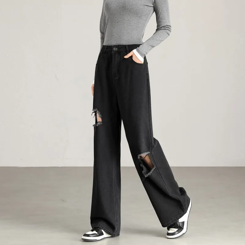 FAWENXIANGZI Jeans Women's Black-3