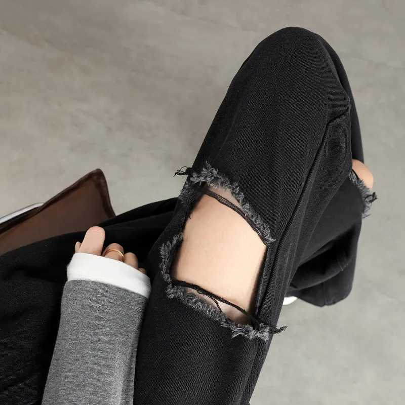 FAWENXIANGZI Jeans Women's Black-11
