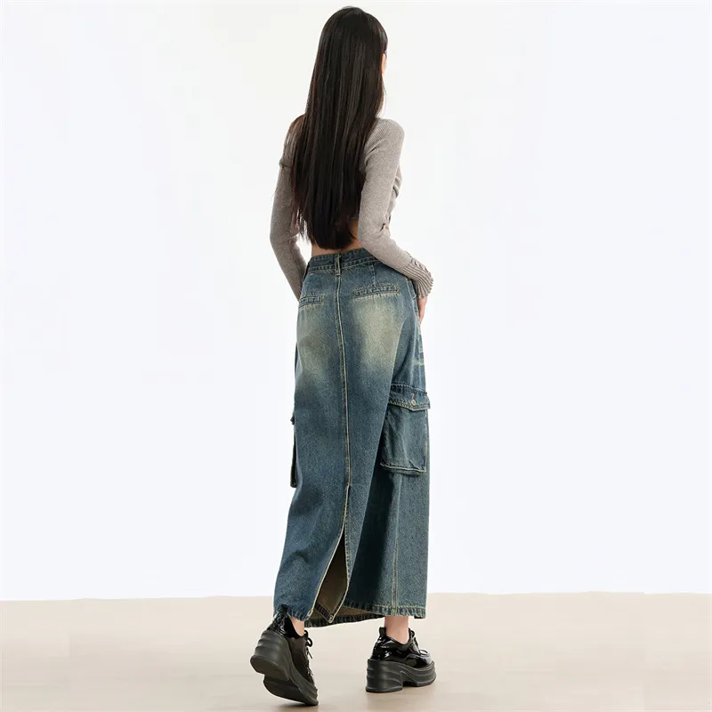 YINLEI Denim Long Skirt Women's-2