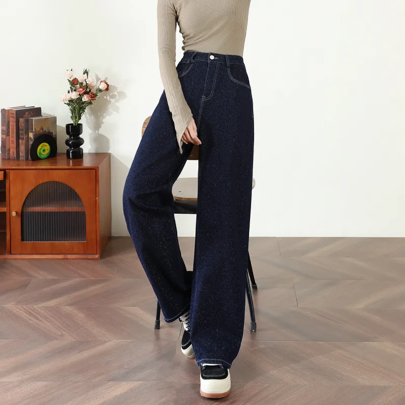 FAWENXIANGZI Jeans Women's Dark Blue-5