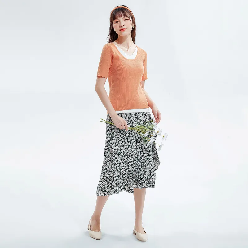 FAWENXIANGZI T Shirts Women's Orange-4