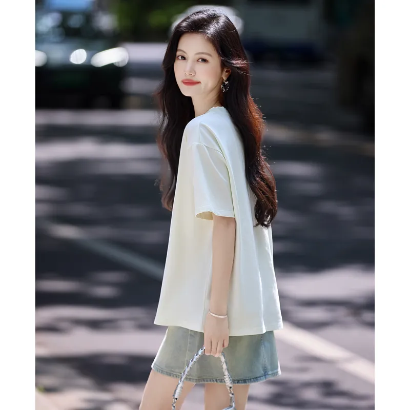 Still quiet T Shirts Women's Vanilla Green-1