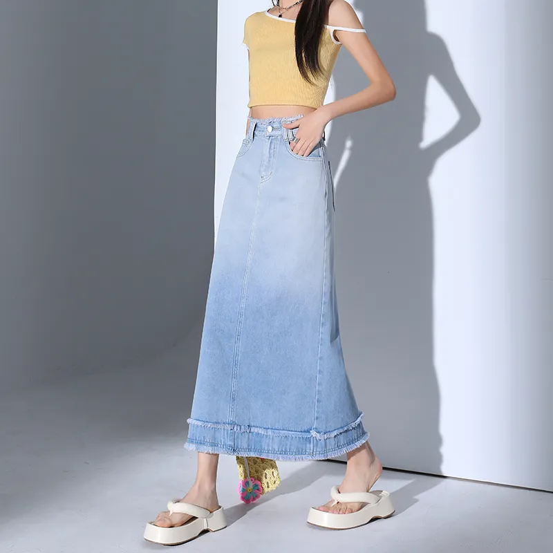YINLEI Denim Long Skirt Women's-5