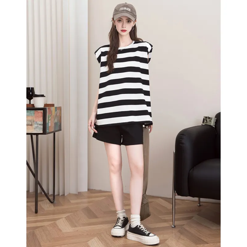 FAWENXIANGZI T Shirts Women's Black & White-1