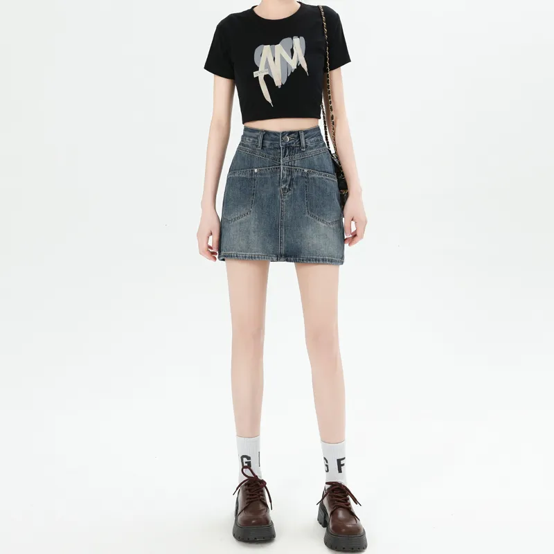 YINLEI Denim Short Skirts Women's-1