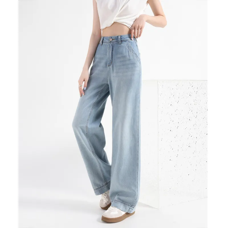 FAWENXIANGZI Jeans Women's Light Blue-9