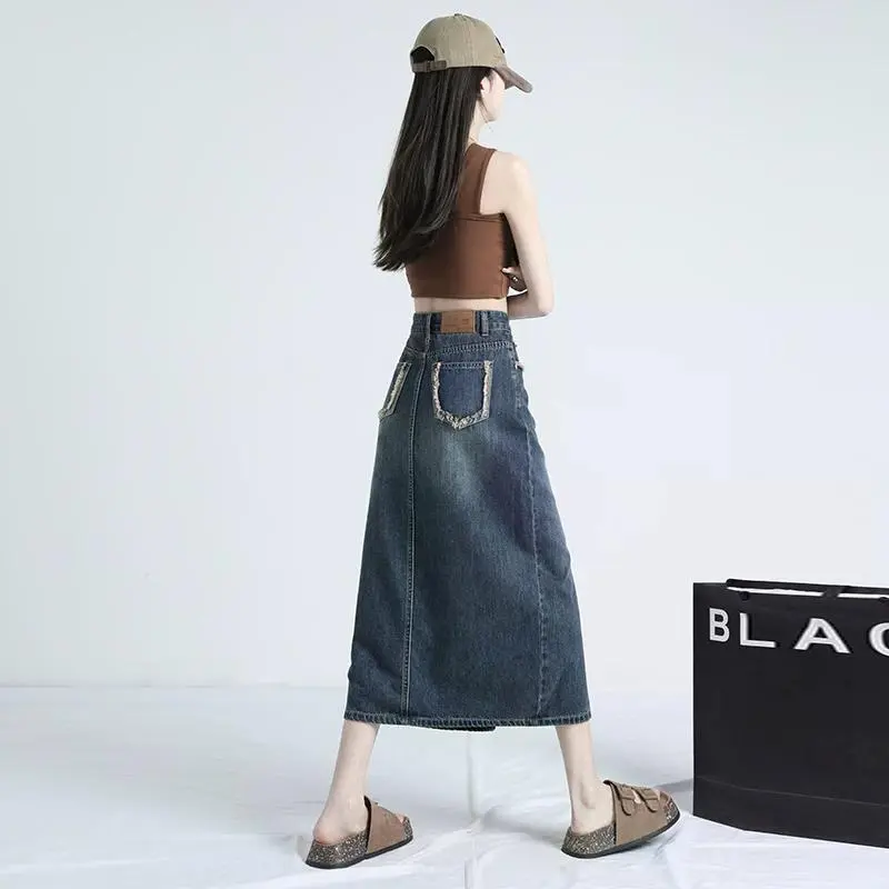 YINLEI Denim Long Skirt Women's-1