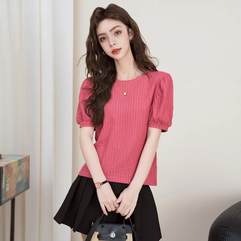 FAWENXIANGZI Puff Sleeve T Shirt Women's-1