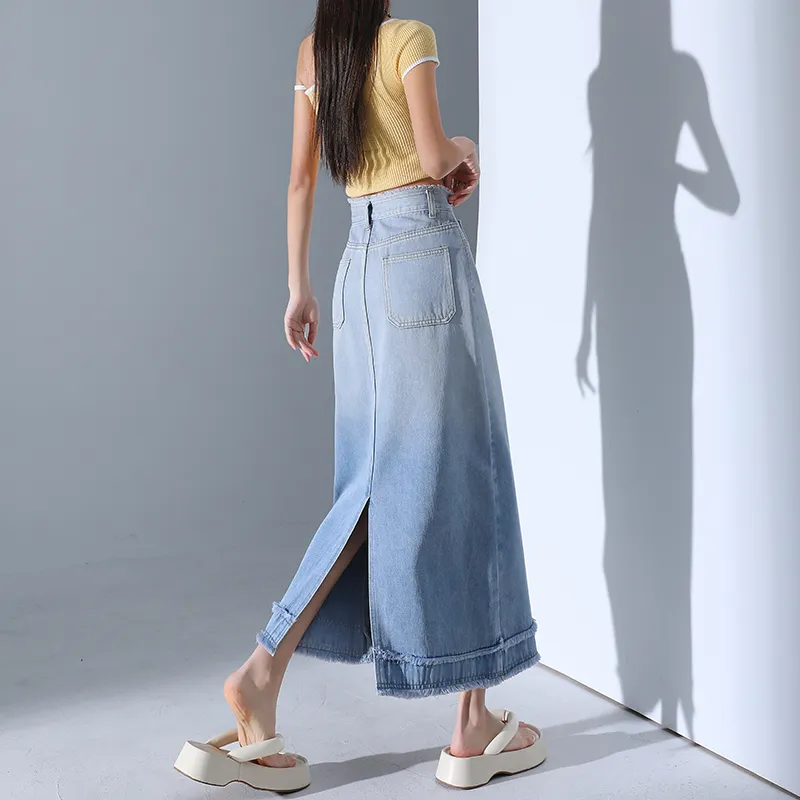YINLEI Denim Long Skirt Women's-3
