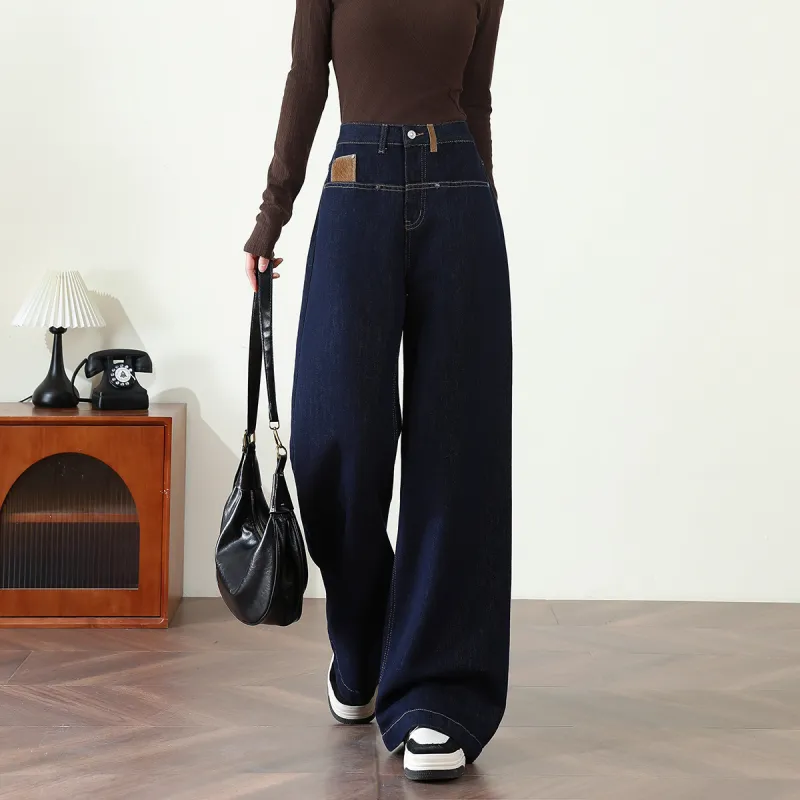 FAWENXIANGZI Jeans Women's Dark Blue-1