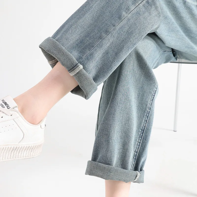 FAWENXIANGZI Jeans Women's Vintage Blue-6