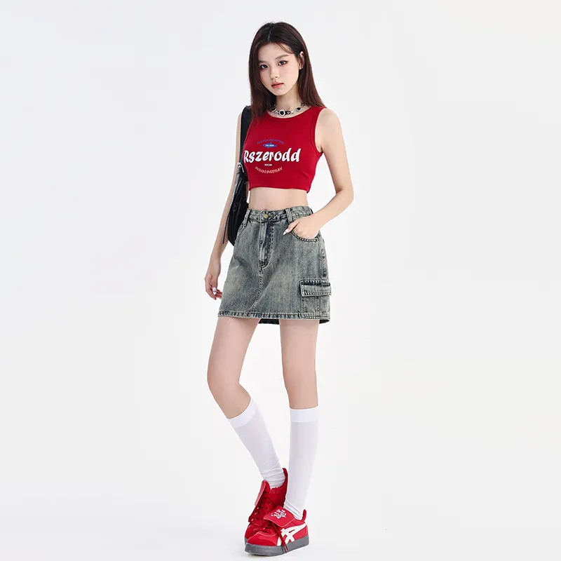 YINLEI Denim Short Skirts Women's-2