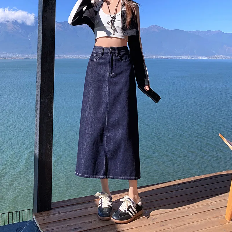 YINLEI Denim Long Skirt Women's-1