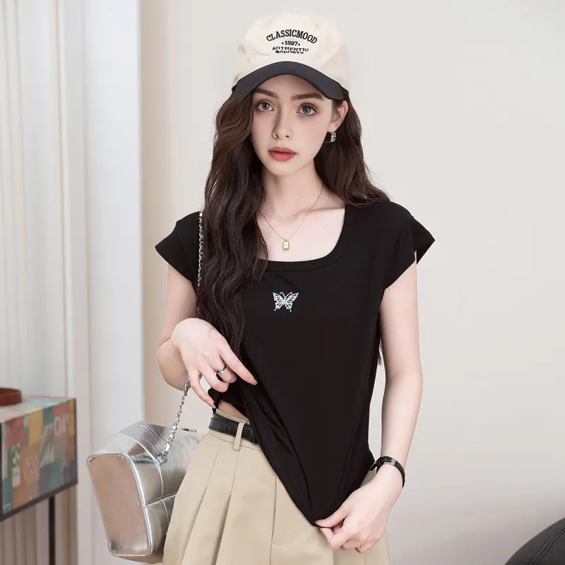 FAWENXIANGZI Crop Tops Women's Black-1