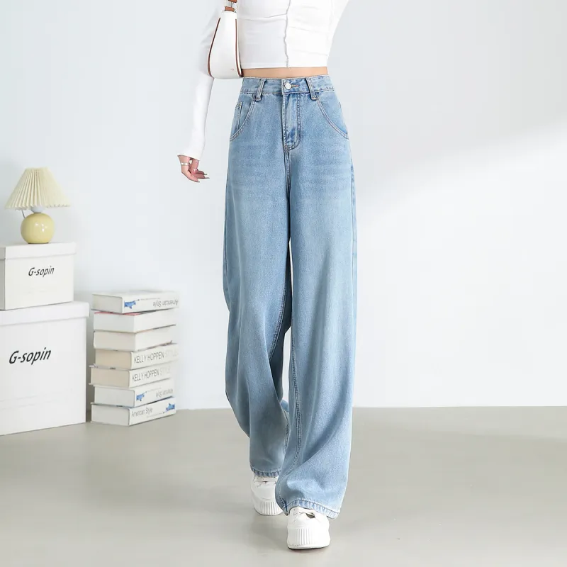 FAWENXIANGZI Jeans Women's Light Blue-3