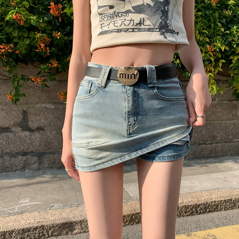 YINLEI Denim Short Skirts Women's-2