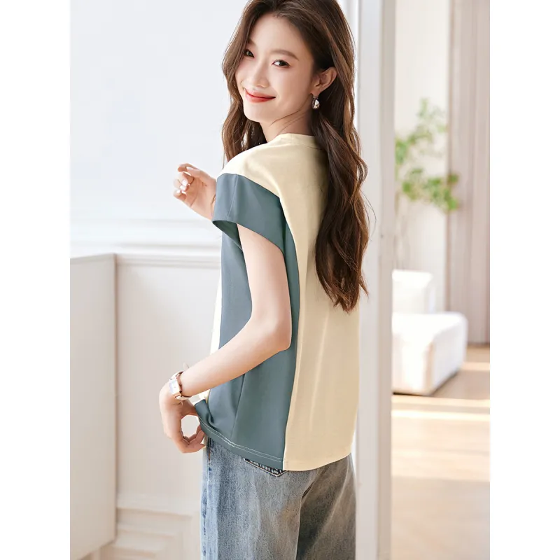 Mo Han Yi Mei T Shirts Women's Blue & White-2
