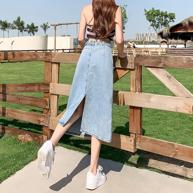 YINLEI Denim Long Skirt Women's-5
