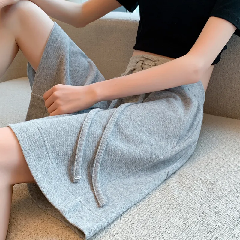 Tonlion Casual Shorts Women's Light Heather Gray-6