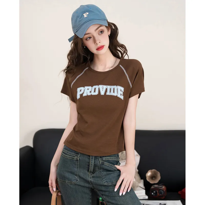FAWENXIANGZI Crop Tops Women's Coffee-1