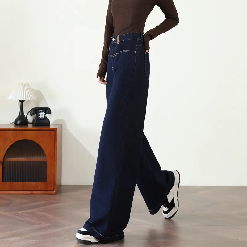 FAWENXIANGZI Jeans Women's Dark Blue-3