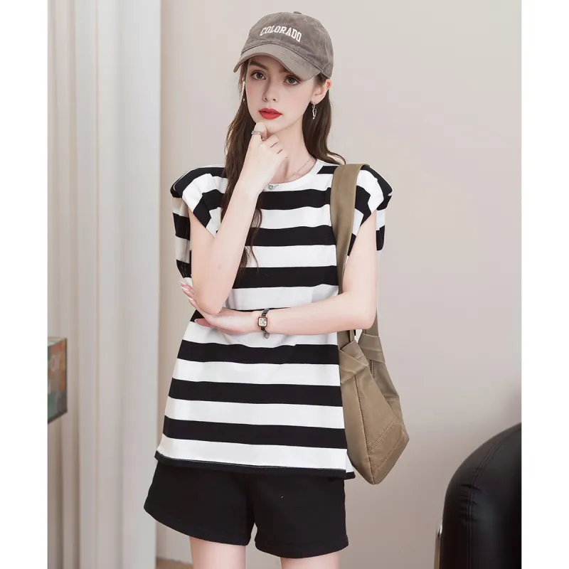 FAWENXIANGZI T Shirts Women's Black & White-2