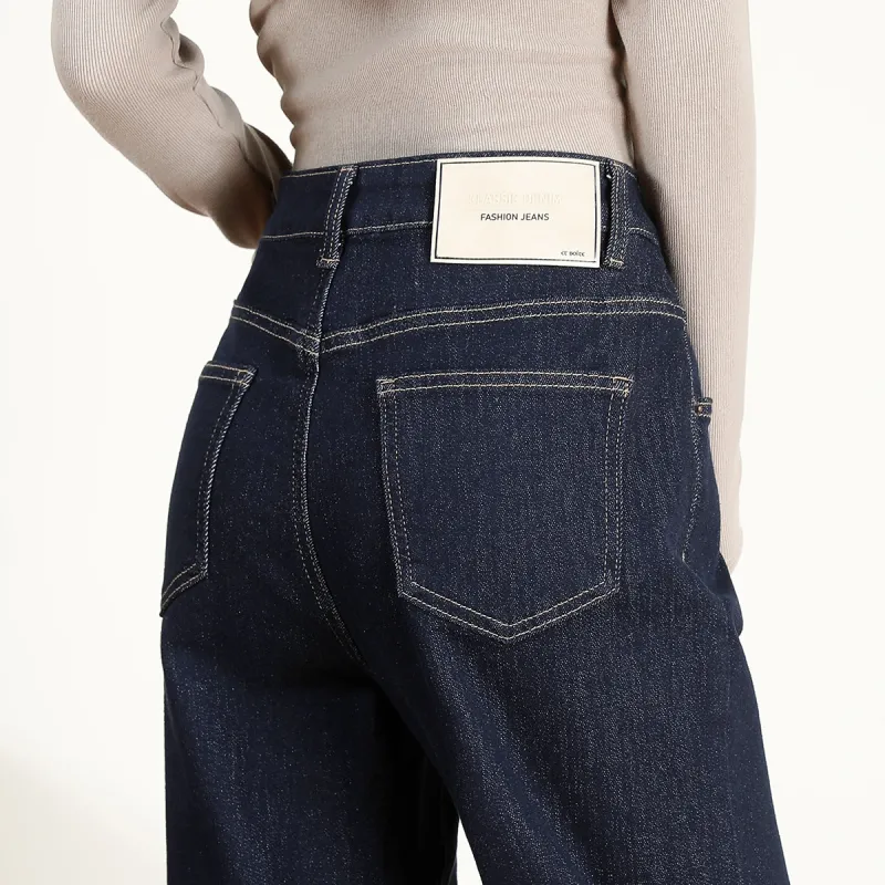 FAWENXIANGZI Jeans Women's Dark Blue-10