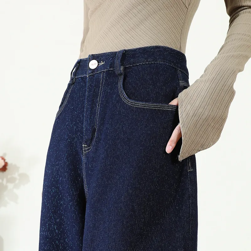 FAWENXIANGZI Jeans Women's Dark Blue-7