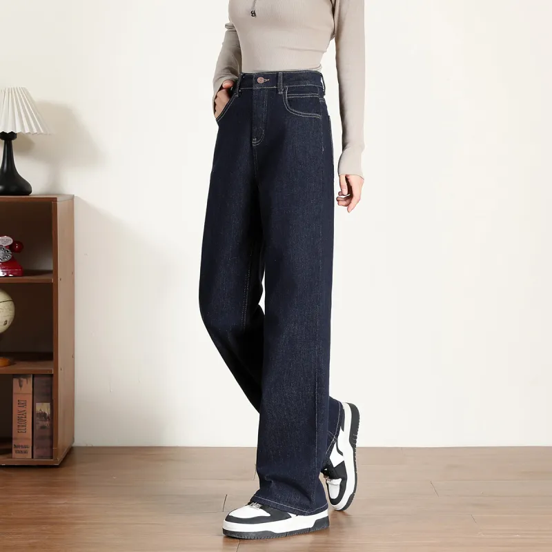 FAWENXIANGZI Jeans Women's Dark Blue-6