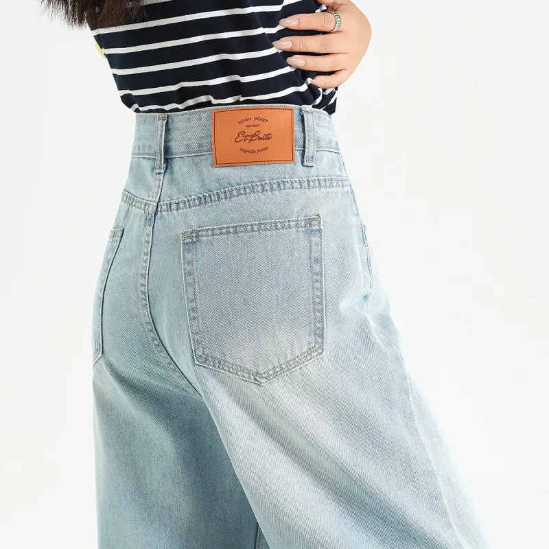 FAWENXIANGZI Jeans Women's Light Blue-8
