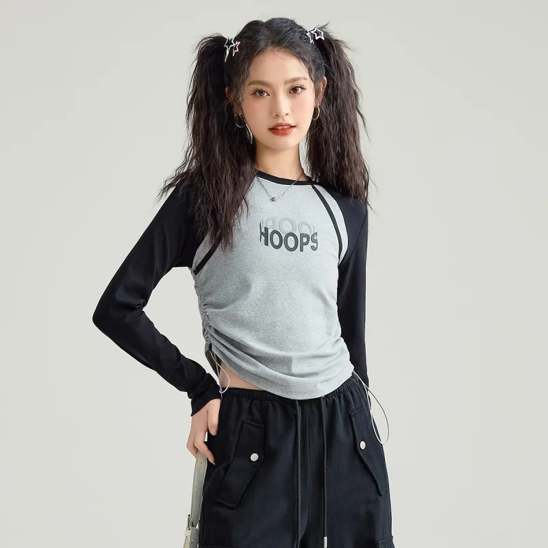 FAWENXIANGZI Crop Tops Women's Gray-6
