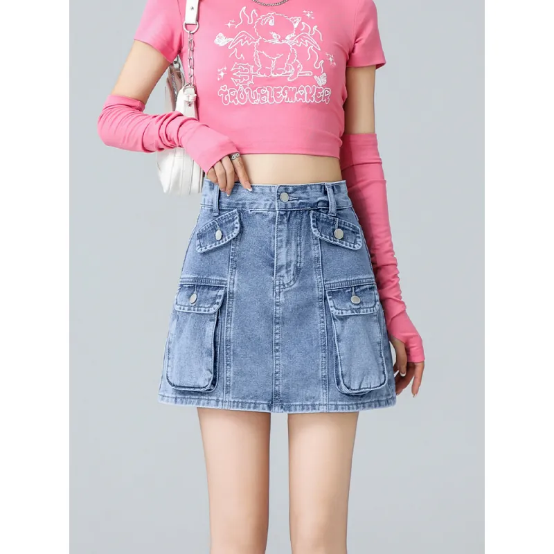 YINLEI Denim Short Skirts Women's-1
