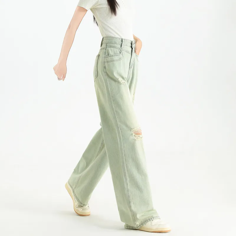 FAWENXIANGZI Jeans Women's Light Blue-6