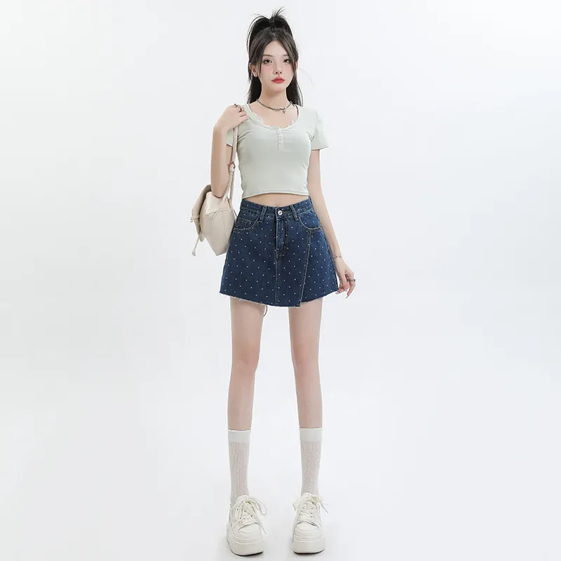 YINLEI Denim Short Skirts Women's-1