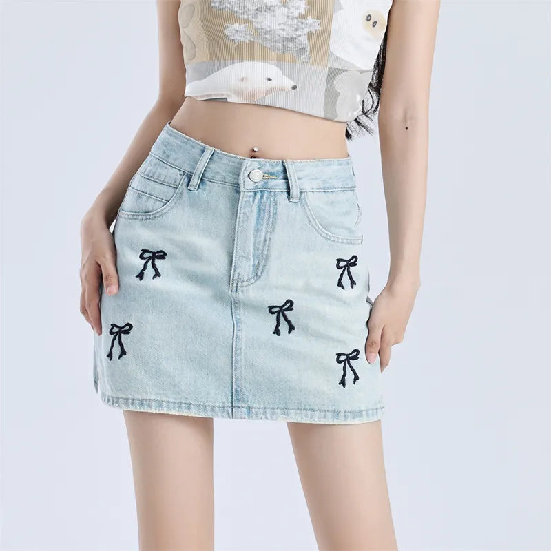 YINLEI Denim Short Skirts Women's-4