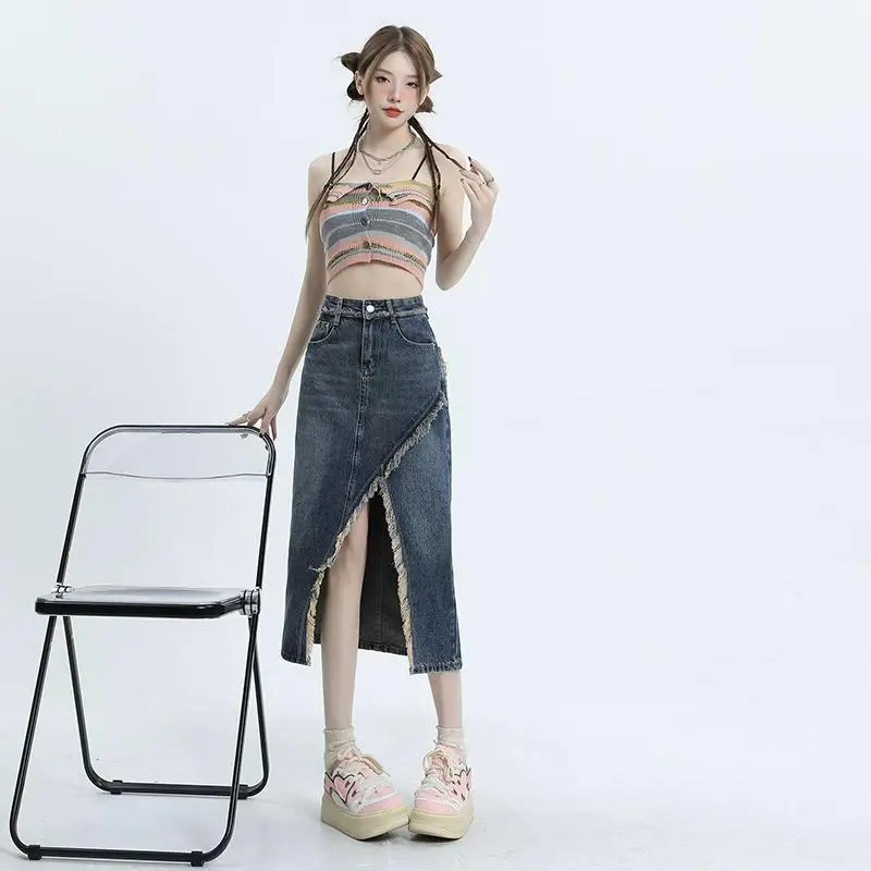 YINLEI Denim Long Skirt Women's-3