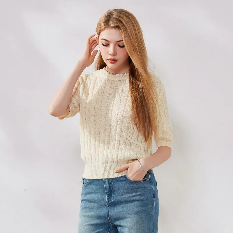 FAWENXIANGZI Knitwear Women's Beige Apricot-4