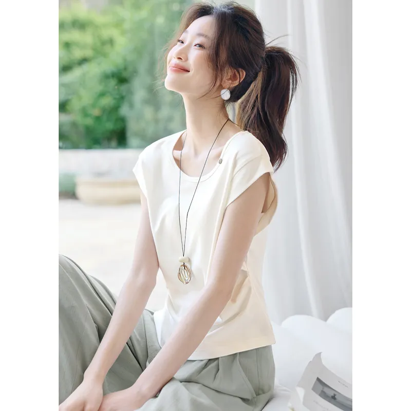 Mo Han Yi Mei Flutter Sleeve T Shirt Women's-1