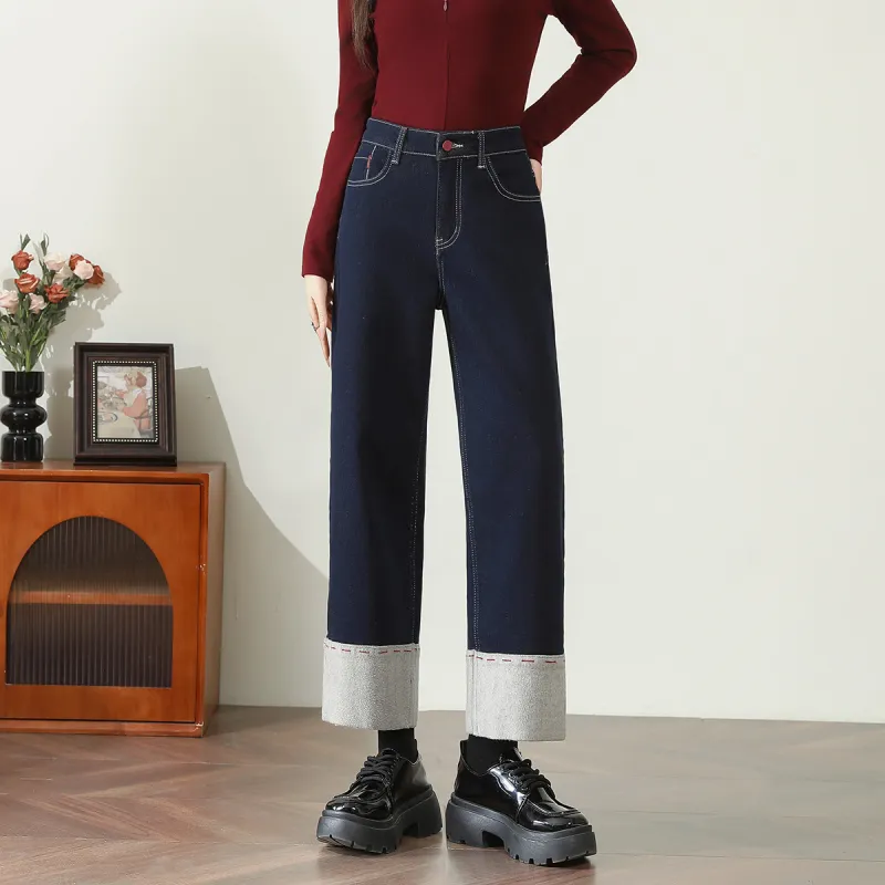 FAWENXIANGZI Jeans Women's Dark Blue-5