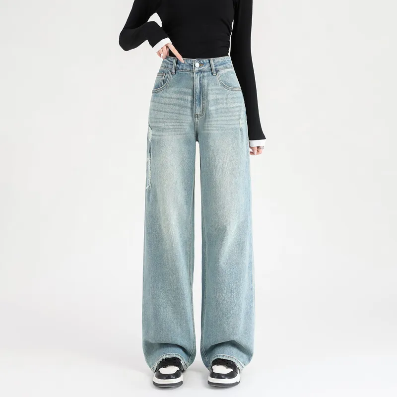 FAWENXIANGZI Jeans Women's Light Blue-3