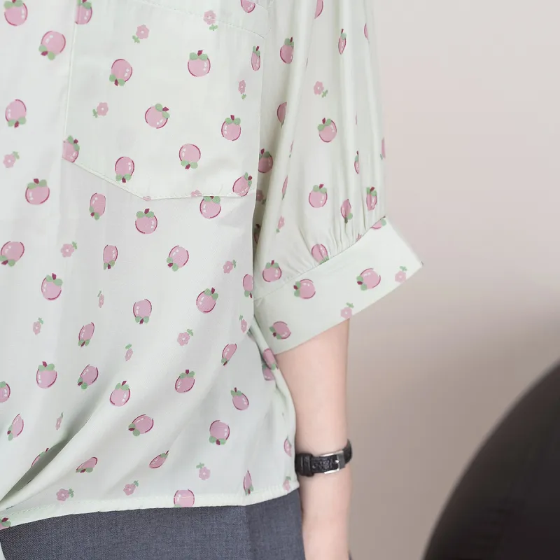 FAWENXIANGZI Shirts Women's Green-4