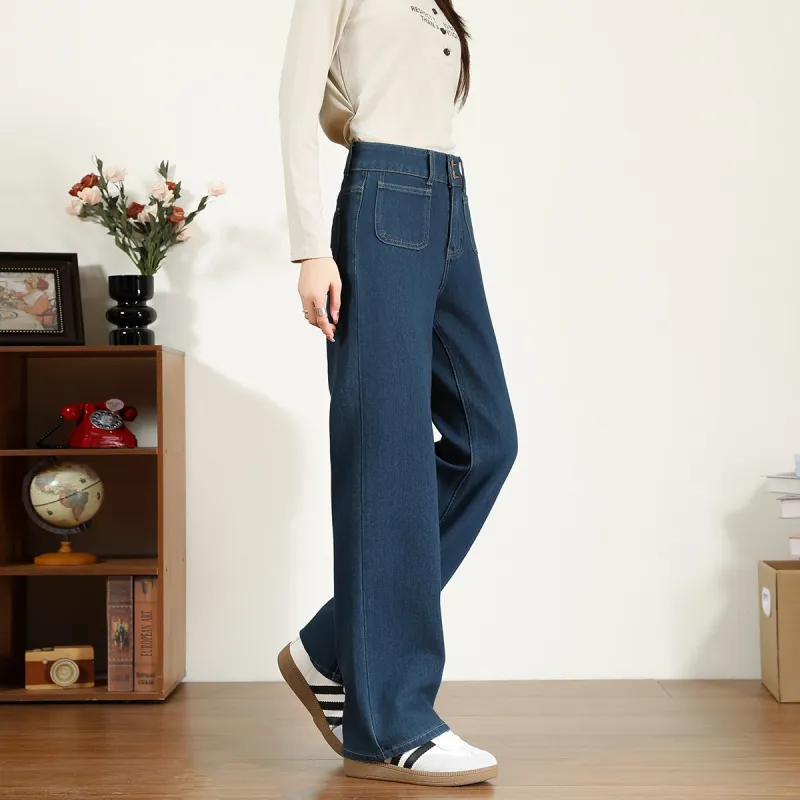 FAWENXIANGZI Jeans Women's Dark Blue-3