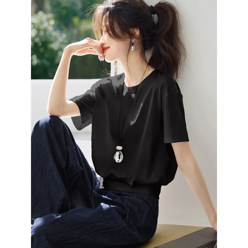 Mo Han Yi Mei T Shirts Women's Black-3