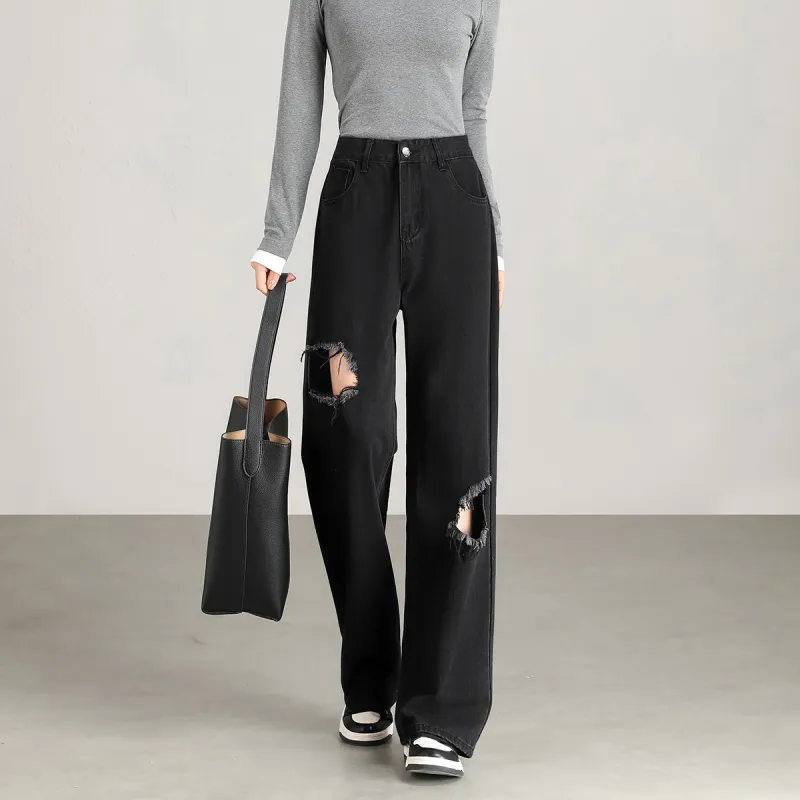 FAWENXIANGZI Jeans Women's Black-4