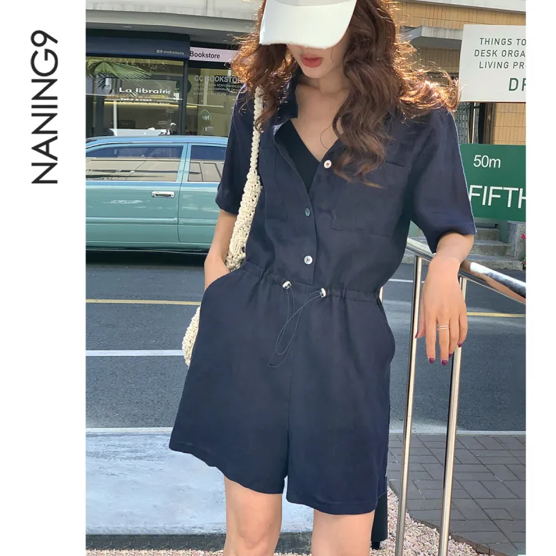 NANING9 Jumpsuits Women's Navy Blue-1