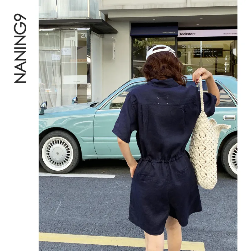 NANING9 Jumpsuits Women's Navy Blue-4