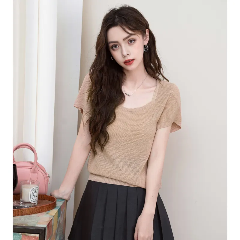 FAWENXIANGZI Knitwear Women's Leather Pink-1