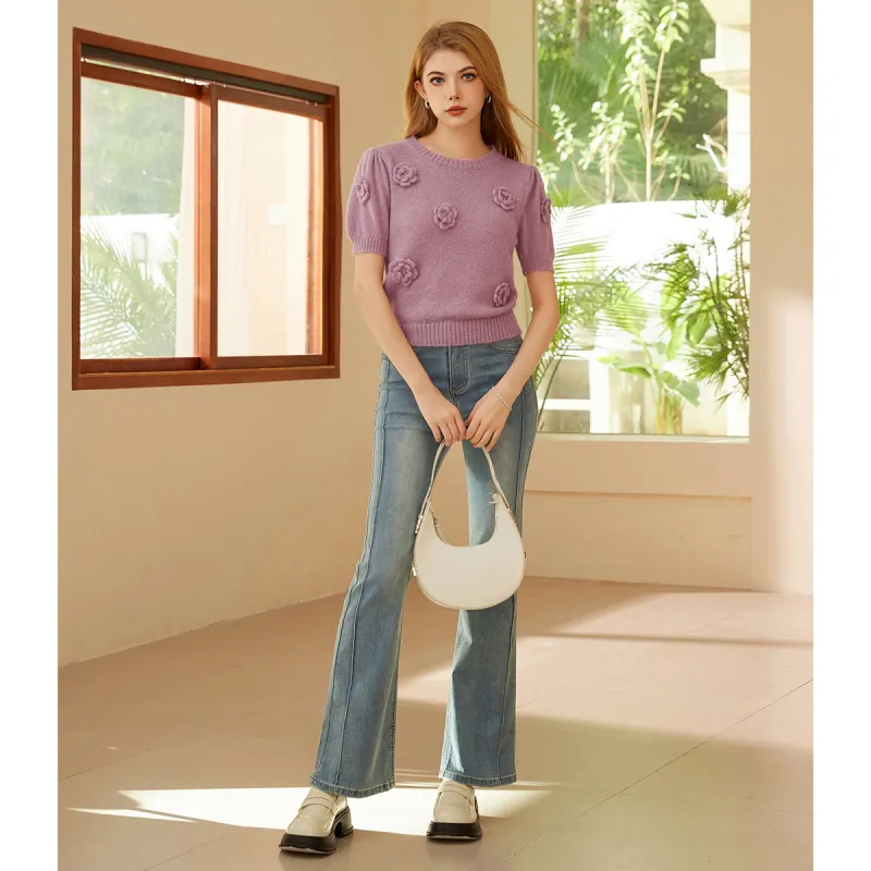 FAWENXIANGZI Knitwear Women's Pink Purple-5