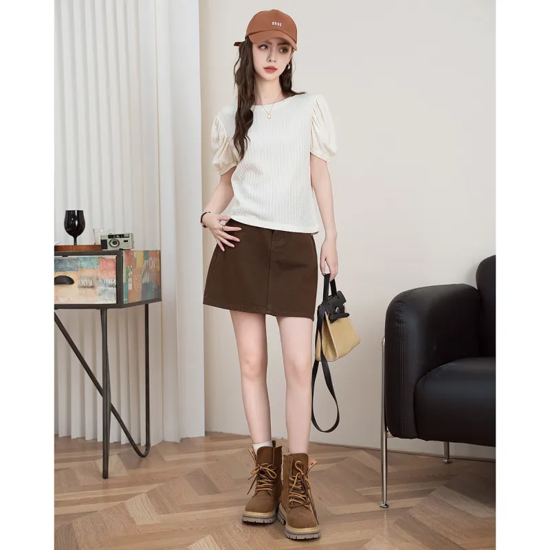 FAWENXIANGZI Puff Sleeve T Shirt Women's-2